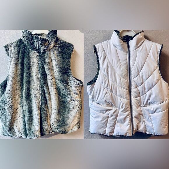 KC COLLECTIONS FAUX FUR/PUFFER REVERSABLE SKI VEST WOMENS SIZE XXL - Picture 2 of 7